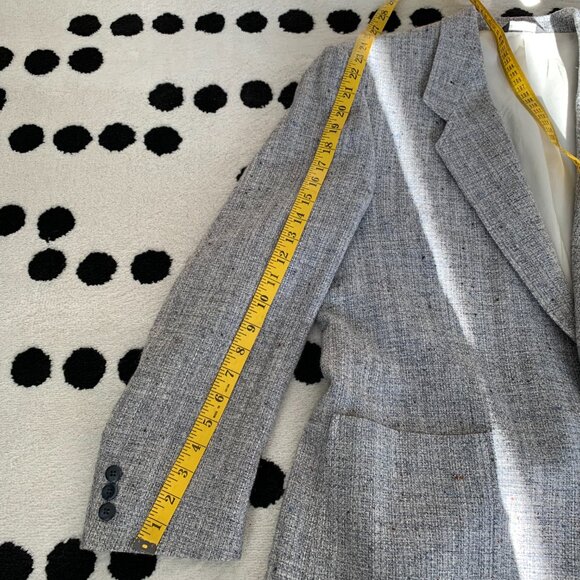 Vintage Tweed Blazer Sport Coat Mens 42 Short Blue Gray Union Made Old Money 90s - Picture 16 of 16